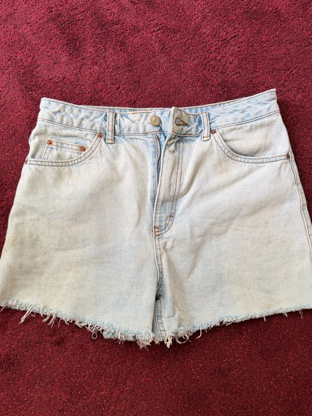 Topshop Light Blue Frayed Denim Cutoff Shorts